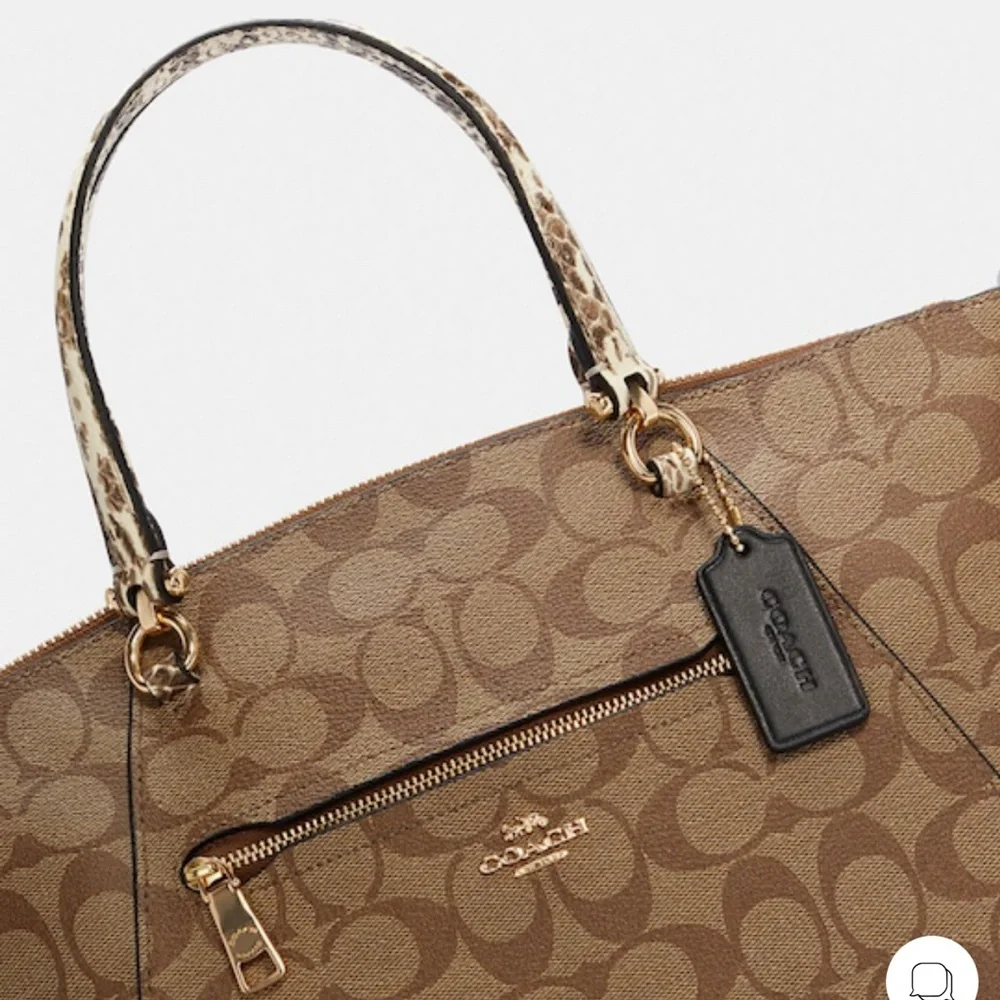 COACH Prairie Satchel / Shoulder In Colorblock Signature Canvas Khaki/Bl… - Picture 8 of 16
